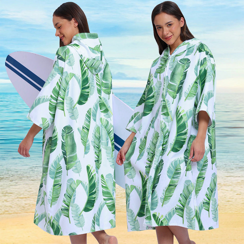 Unisex Hooded Towel Poncho Swim Parka for Adults -  Banana Leaf