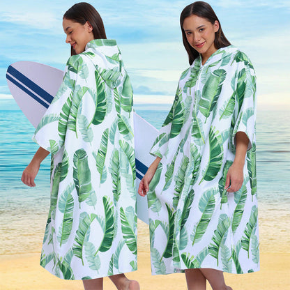 Unisex Hooded Towel Poncho Swim Parka for Adults -  Banana Leaf