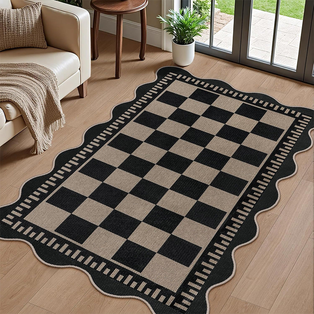 Geometric Crystal Velvet Area Rug Non-Slip Washable Floor Mat - Plaid