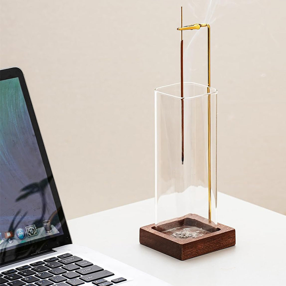 Hanging Incense Burner with Glass Ash Catcher for Home Meditation