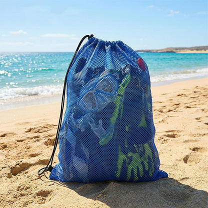 4 Pcs Large Mesh Gear Bag Drawstring Swim Storage Backpack Set