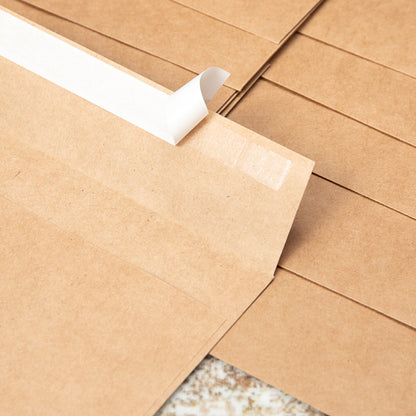 50 Pack Kraft Paper Self Adhesive Envelopes for Cards Photos - Brown