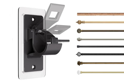 Self Adhesive Curtain Rod Brackets Invisible Holders - Black