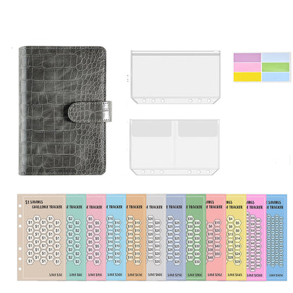 2-in-1 A6 Budget Binder Set Money Saving Challenge Tracker for Budget Plan Grey