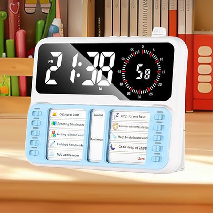 Visual Countdown Timer Clock Task Board and Pen Holder - Blue