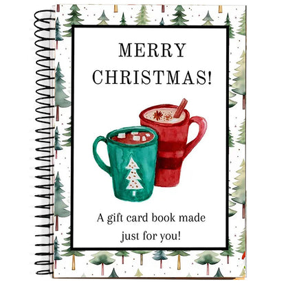 38 Sheets Christmas Gift Card Book Coil Bound Card Holder - Red and Green
