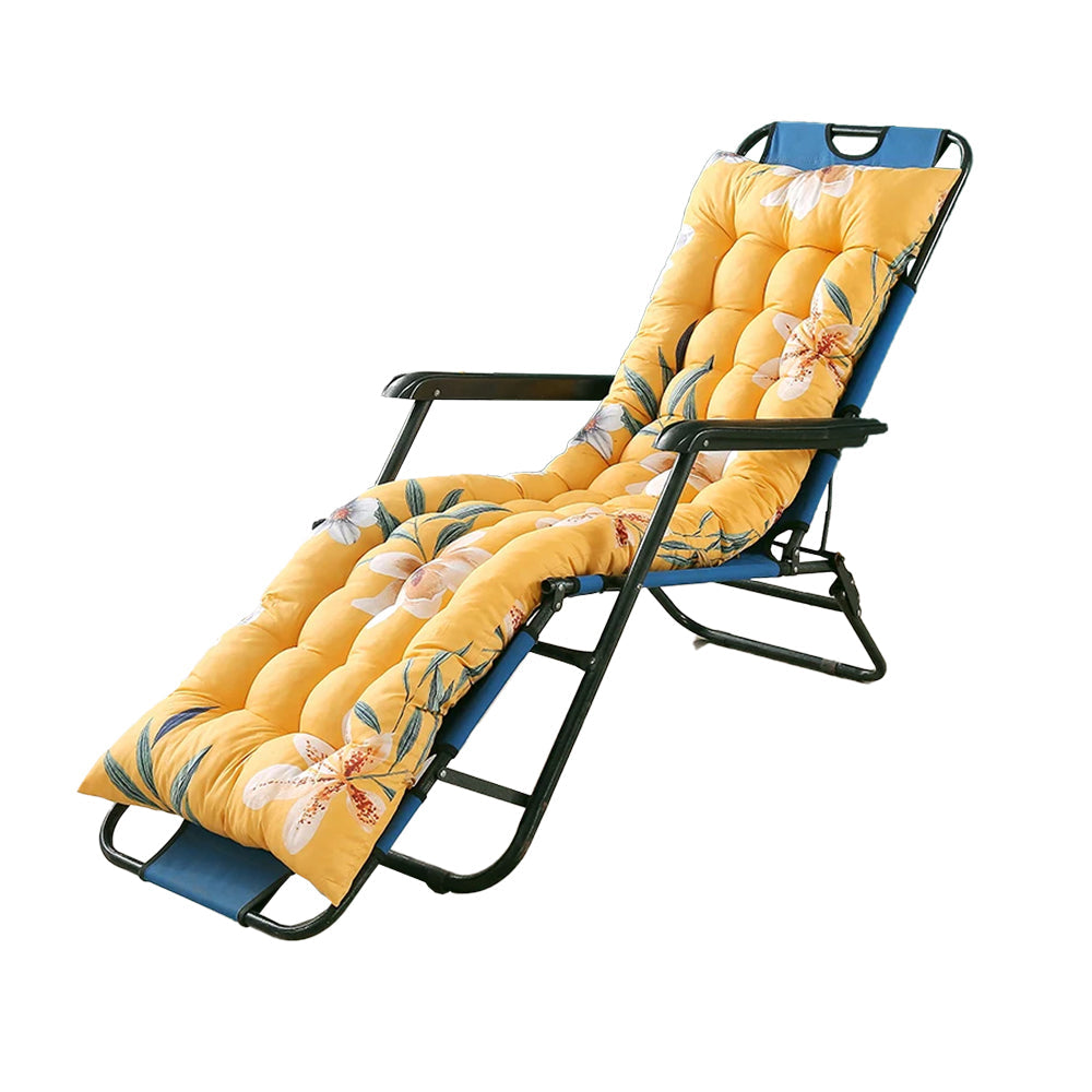 Patio Lounge Chair Cushion Floral Printed Lounger Cushions with Ties for Indoor Outdoor Yellow