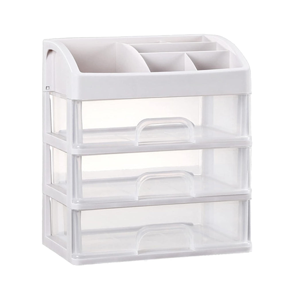 Clear 3 Tiers Desktop Drawer Organizer Makup Organizer Storage Case