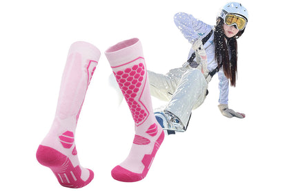 Ski Thermal Socks Thermal Knee High Socks for Snowboarding Winter Warmth Socks -Purple and Blue and Pink