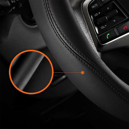 37-38cm Microfiber Leather Steering Wheel Cover-Black