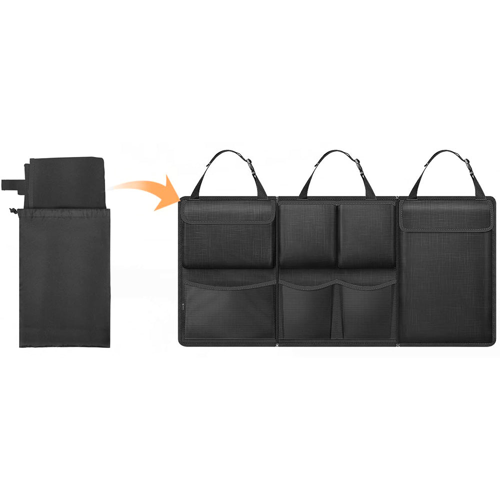 Large Capacity Car Trunk Organizer with Zippers ââ‚?Backseat Storage Black