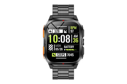 2.01inch Smartwatches with 100 Sports Modes Bluetooth Call Music Control for iPhone -Black metal strap