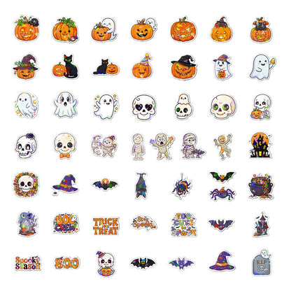 100Pcs Halloween Cartoon Stickers Cute Pumpkin Ghost Vinyl Stickers