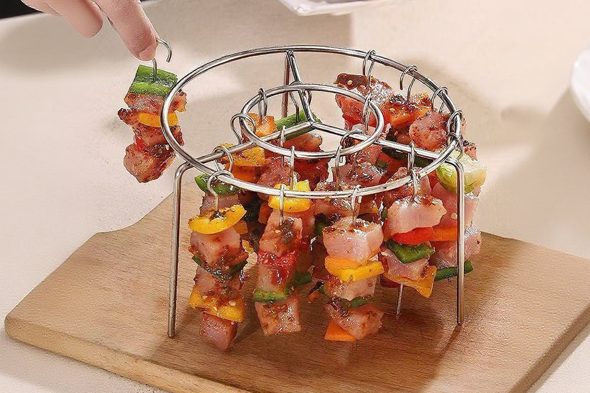 Air Fryer Grill Round Stainless Steel Air Fryer Skewer for BBQ Kabob Barbecue