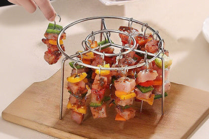 Air Fryer Grill Round Stainless Steel Air Fryer Skewer for BBQ Kabob Barbecue