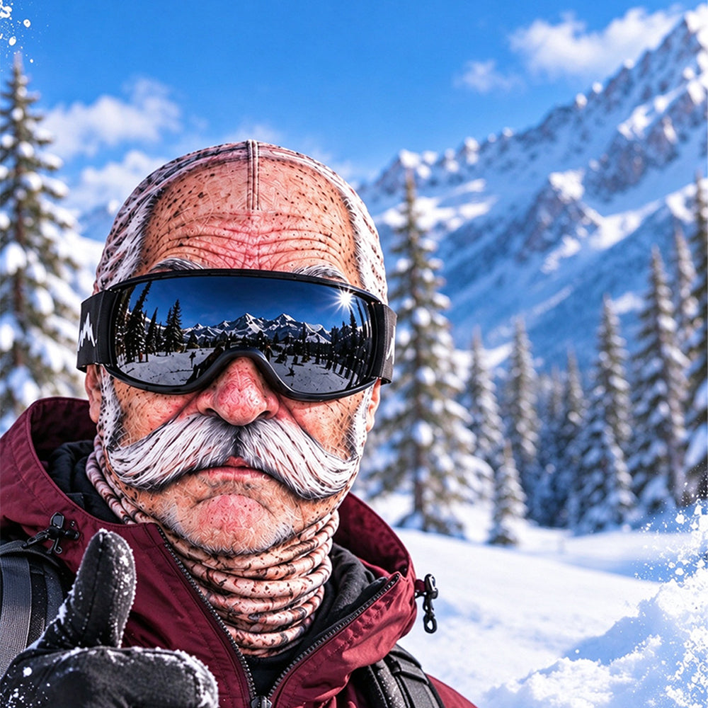Funny Fleece Fake Face Ski Mask Old Man Riding Full Cover Balaclava