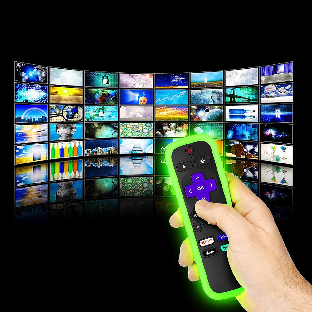 2 Pack Glow in The Dark Silicone Case Cover for Roku TV Remote -Green