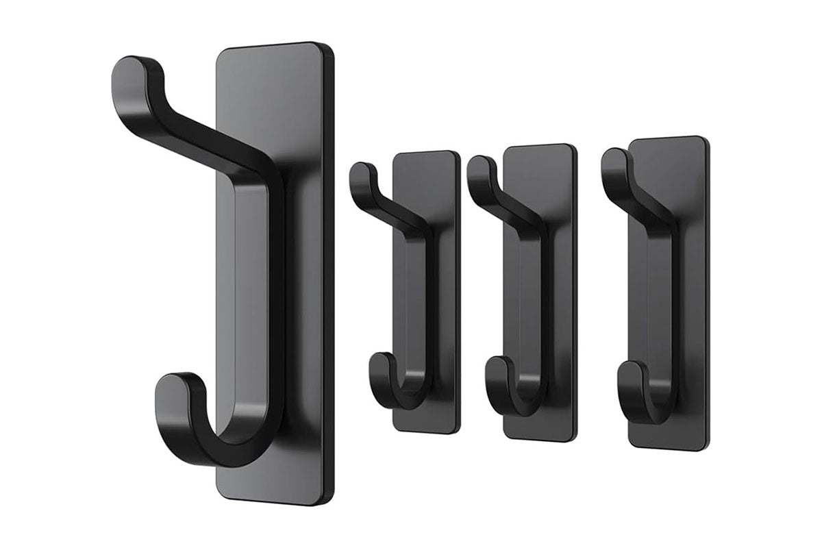 4Pcs Self Adhesive Wall Hook Double Hook Hanger Home Kitchen Bathroom Hanger Cabinet Tool