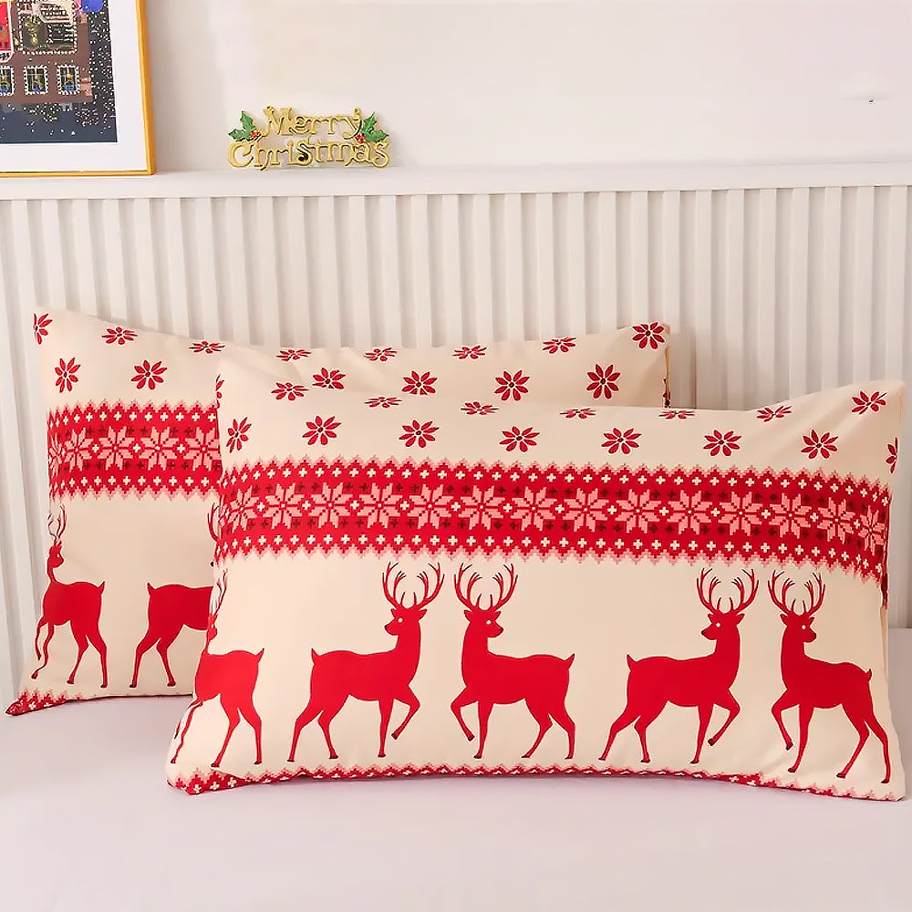 Christmas Bedding Set Quilt Cover Pillowcases Set Xmas Printed Bedding Christmas Decor Style 1