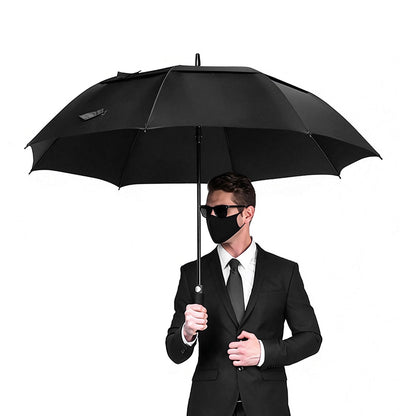 Auto Open Double-Layer Golf Umbrella Windproof 30-Inch - Black