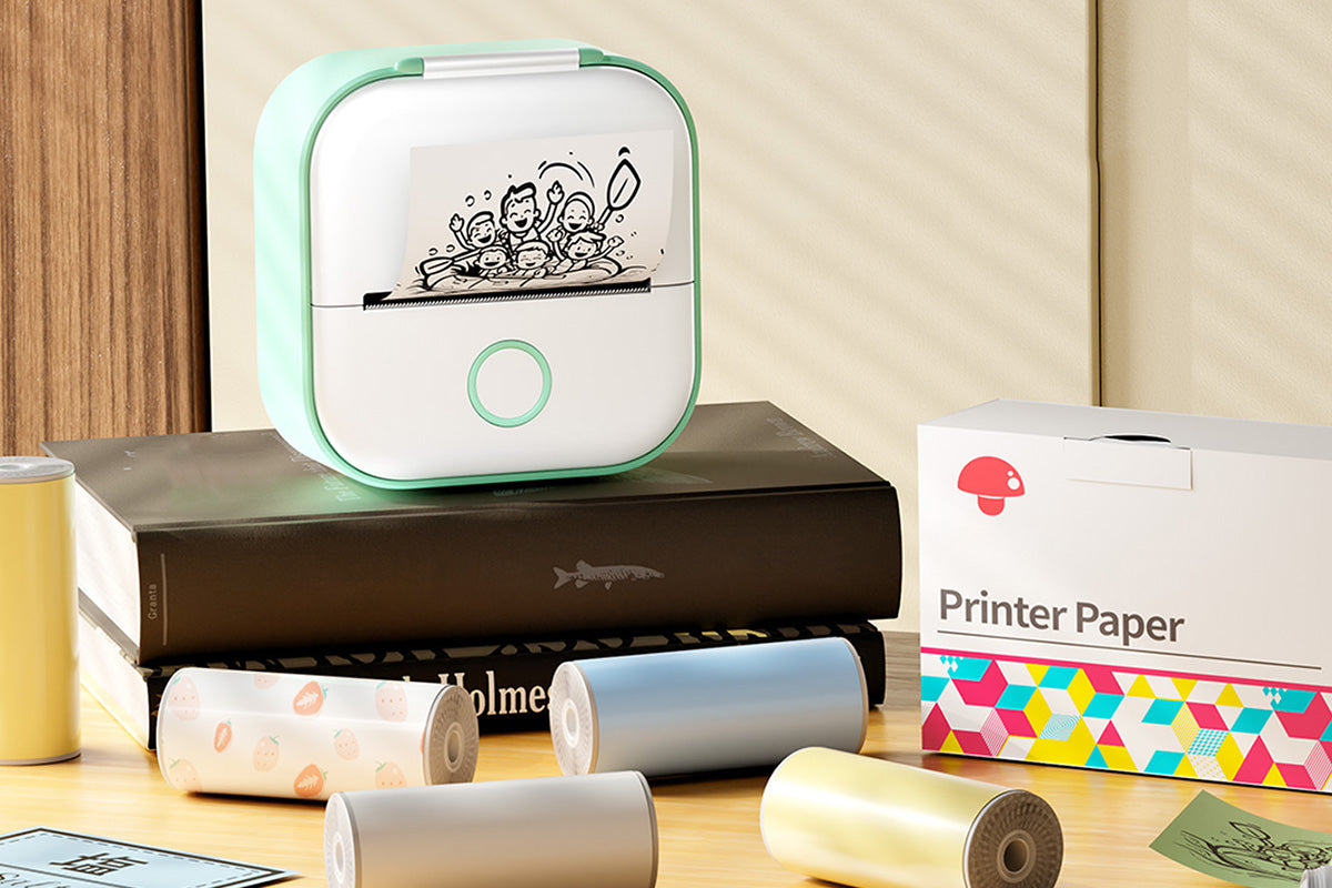 Mini Portable Thermal Sticker Printer Bluetooth Pocket Photo Printer-Green Color