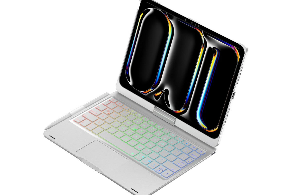 360-degree Rotatable Keyboard Case for iPad 11th Air 11 inch Air 13 inch with TouchPad -Silver A11