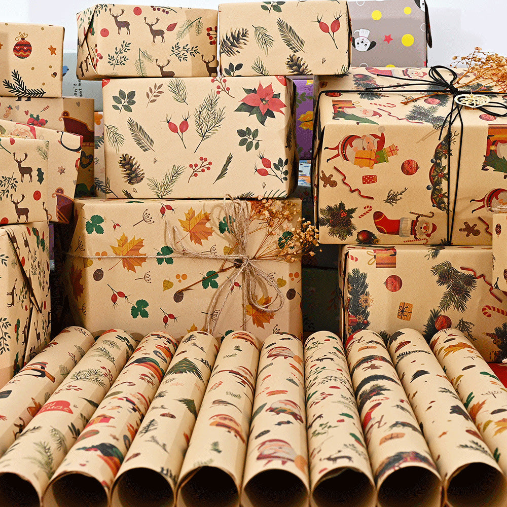 10PCS Christmas Wrapping Paper Rolls with Multiple Patterns & Gift Box Wrap