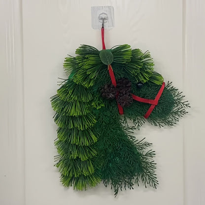 Artificial Horse Head Shaped Christmas Wreath for  Wall Decor - Style1