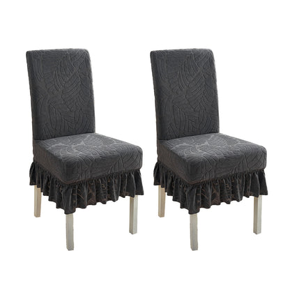 2Pcs Ruffled Skirt Stool Slipcover Stretch Spandex Chair Protectors Short Kitchen Chair Seat Cover -Grey
