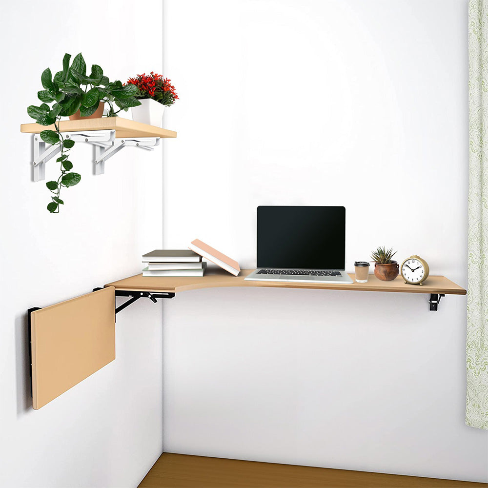 2Pcs 90 Degree Foldable Metal Shelf Brackets-White