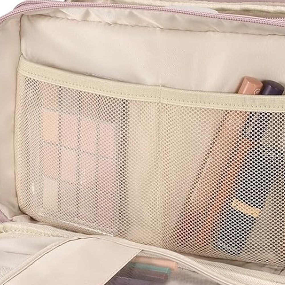 Large Capacity Travel Makeup Bag Portable Cosmetic Organizer Storage Toiletry Bags-Pink