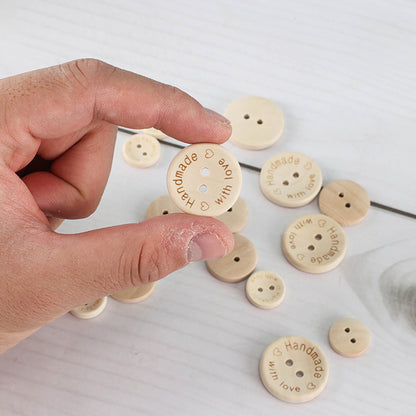 100 PCS Cute Engineered Wooden Buttons Round Shape Buttons for Sewing DIY