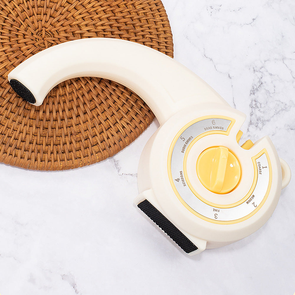 6-in-1 Kitchen Knife Sharpener Multi-Use Rotary Knob for Home Use-White