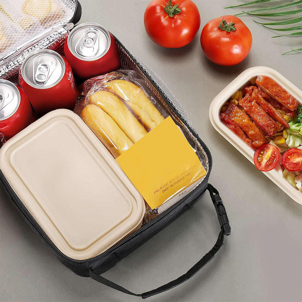 Large Capacity Insulated Lunch Box Storage Bag for Work Picnic Camping Black