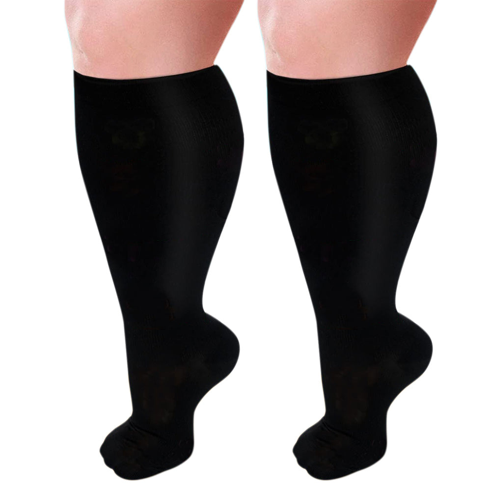 3 Pairs Plus Size Compression Socks for Women Men Knee High Solid Color