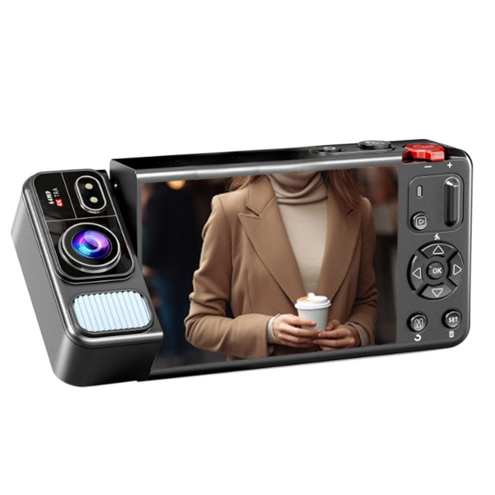Digital Camera with 270 Degree Rotating Lens for Selfie Vlog -Black