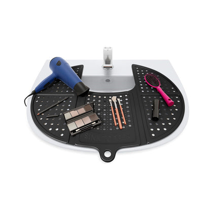 Foldable Sink Topper with Hanging Loop Silicone Beauty Makeup Brush Cleaning Mat