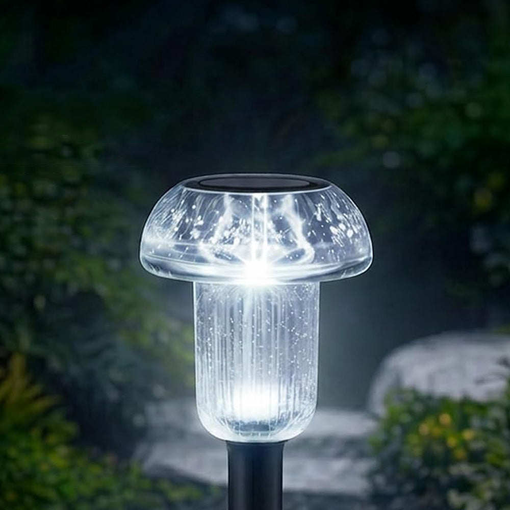 4 Piece Solar Mushroom Rhinestone Ground Stake Lights - White