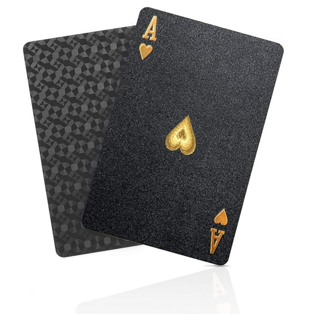 2Pcs Waterproof Playing Cards PVC Plastic Poker Deck Black & Gold Skull Design