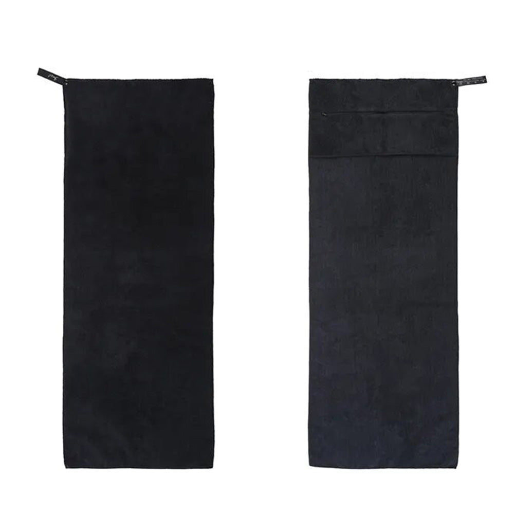 120x50cm Quick Dry Microfibre Gym Towel with Pocket - Black