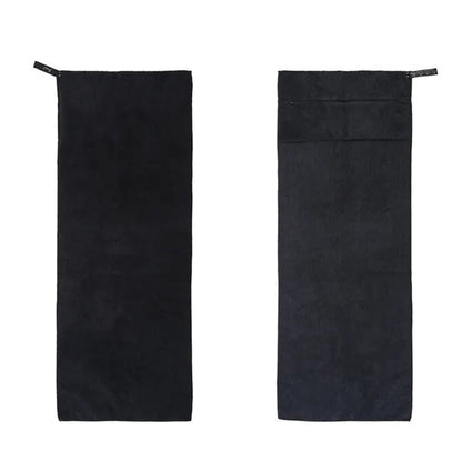 120x50cm Quick Dry Microfibre Gym Towel with Pocket - Black