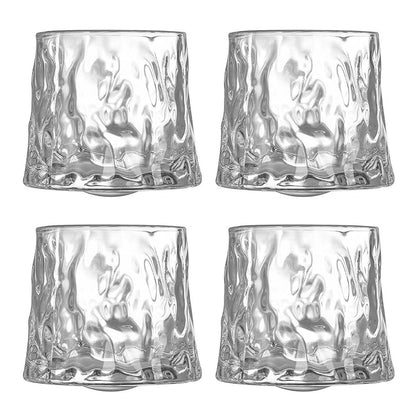 4PCS Rotating Whiskey Glass-Hammered