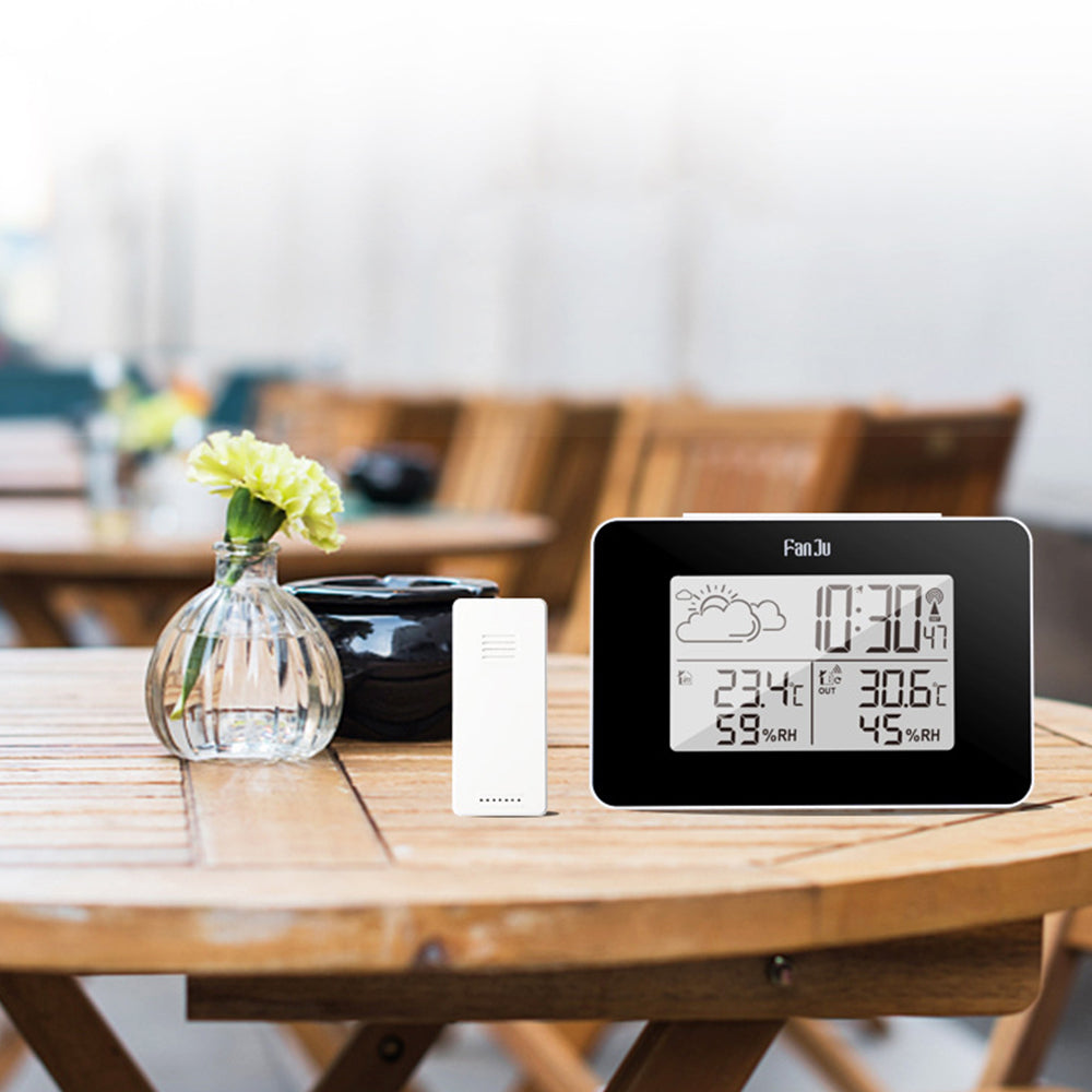 Wireless Weather Station Clock LCD Digital Indoor Outdoor Humidity Thermometer