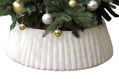 Christmas Tree Collar With Stripe Textured Pattern Christmas Tree Skirt Base