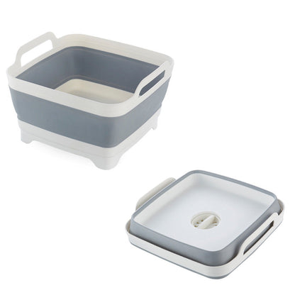 Collapsible Dish Basin with Drain Plug RV Camping Sink