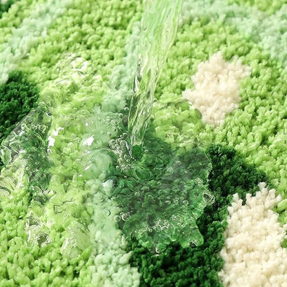 Faux Sherpa Bathroom Mat Monstera Leaf Design Non Slip Washable Rug for Bathroom Floor