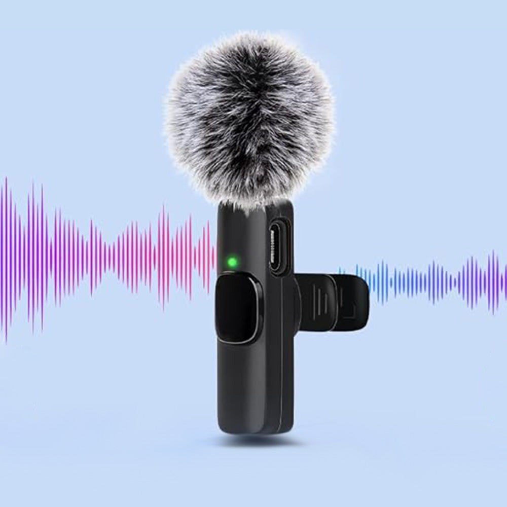 2-in-1 Wireless Lavalier Microphone Video Audio Recording Mic for Live Vlog Recording