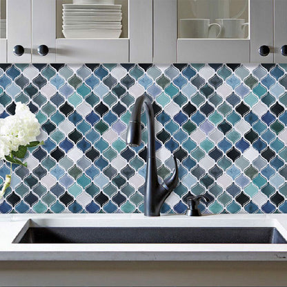 Mosaic Self-Adhesive Waterproof Tile Stickers Removable Decal for Kitchen Bathroom -Blue
