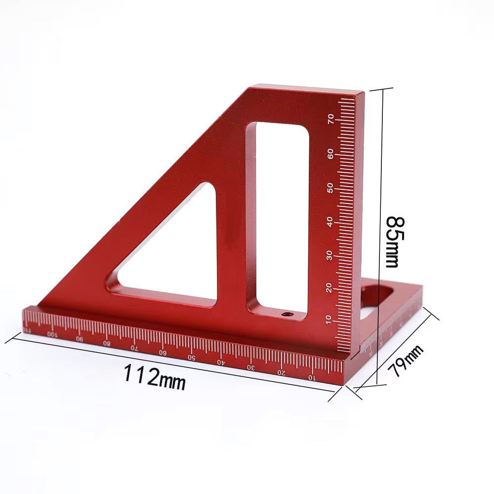 Multi-Angle Measuring Ruler Kit 45/90 Degree Aluminum Alloy Protractor Drawing Line Miter Triangle Tool for Woodworking