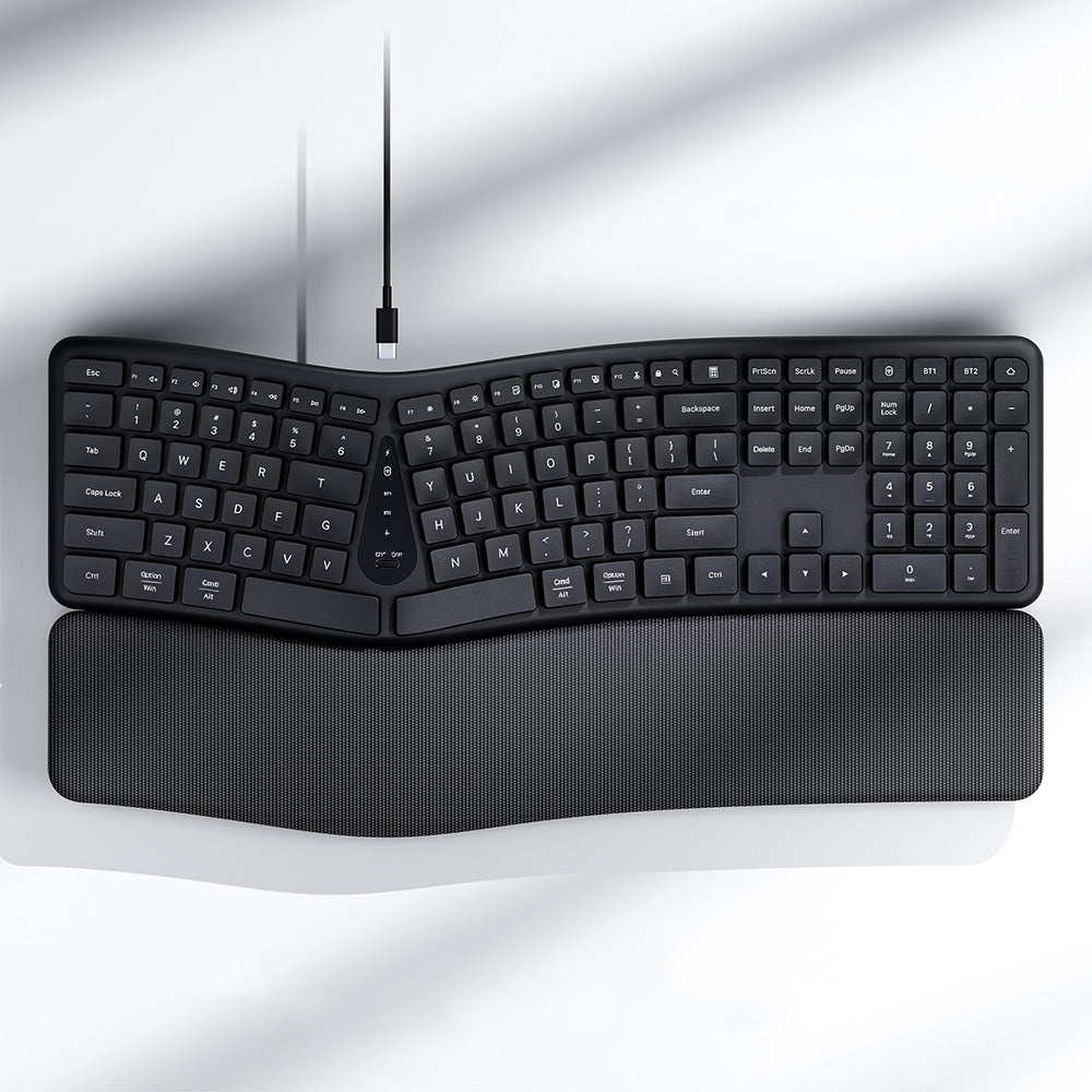 111-Key Rechargeable Bluetooth Keyboard with Memory-Foam Wrist Rest